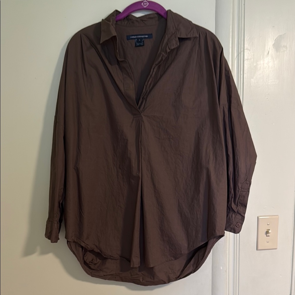 Women’s Brown Poplin French Connection shirt -Size S